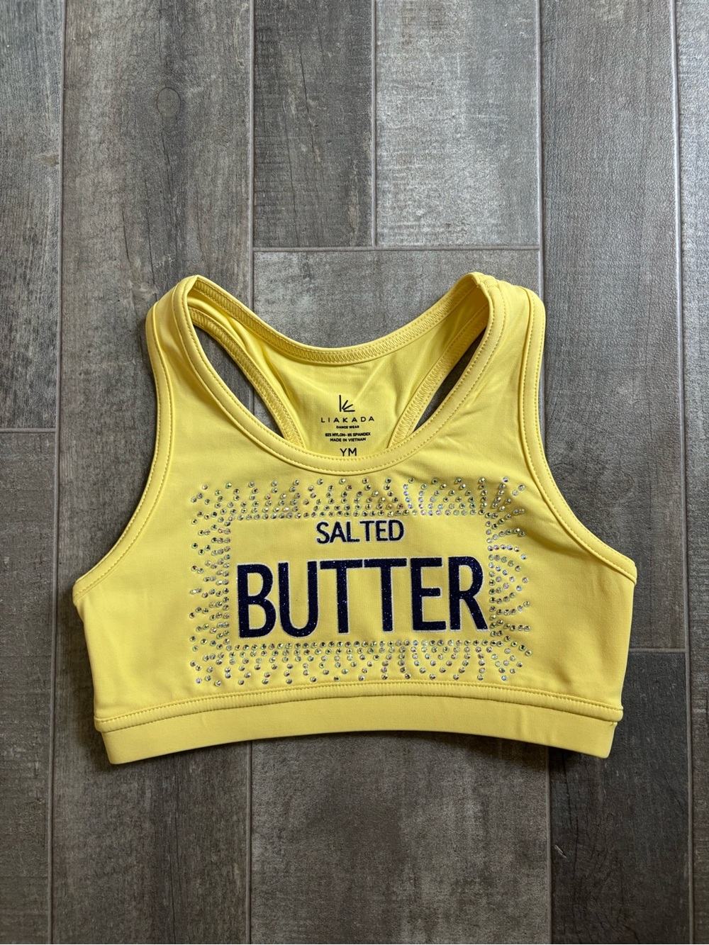 Girls' Yellow 'Salted Butter' Sports Bra Top